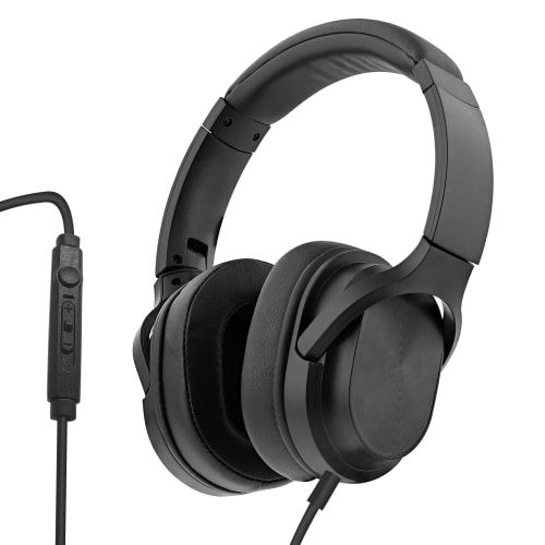 Casque filaire FLOW noir pliable jack 3,5 mm avec adaptateur USB-C