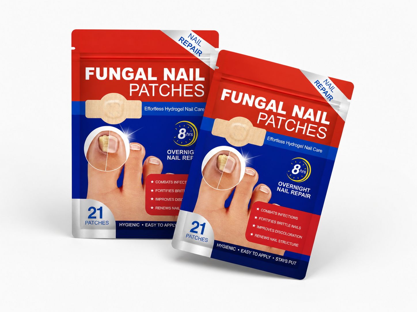 Pack 2 Boîtes Patch Réparateur pour Ongles des Pieds en Hydrogel